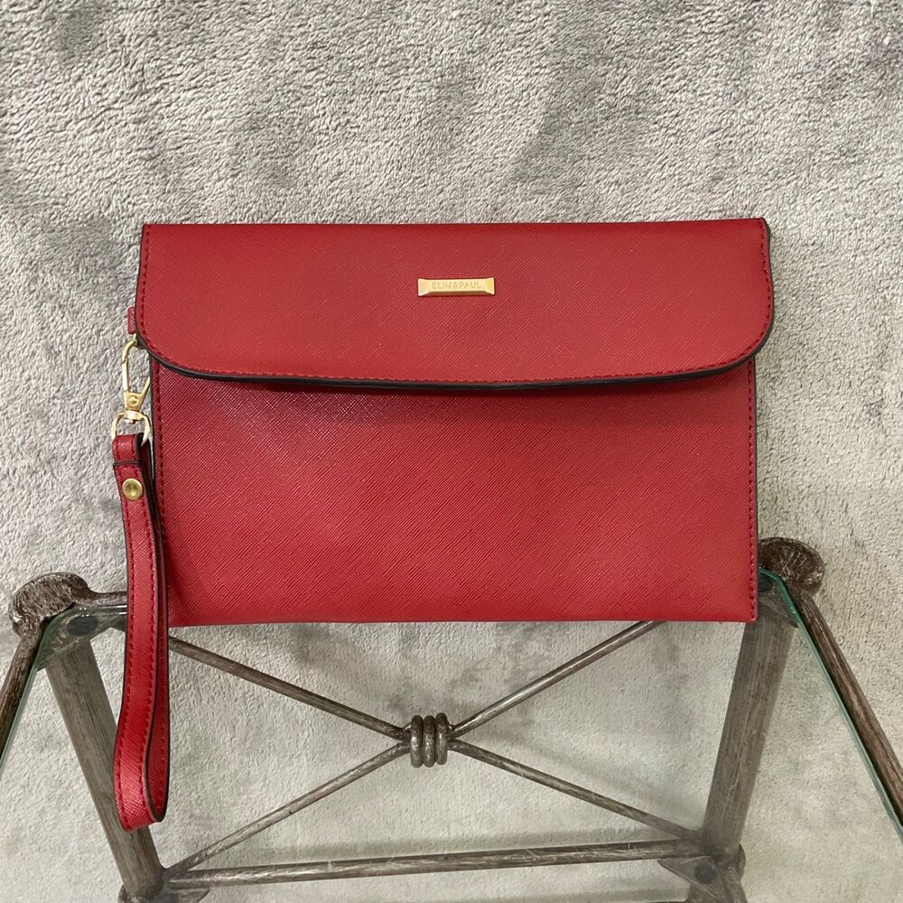 NWOT Elim & Paul Wristlet purse Clutch Red/Green Removable Handle Pocketbook